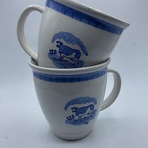 Folkware Stoneware Blue Pastures Mug Set